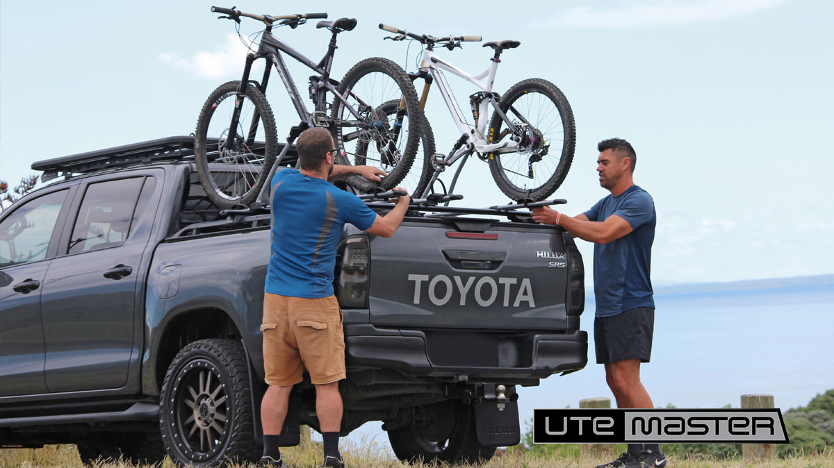 Utemaster Load Lid with Bike Carriers Hard Lid Tonneau Cover Toyota Hilux Grey Ute