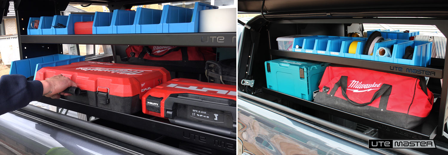 Organised Builders Ute Setup - Shelving - Tradie Storage