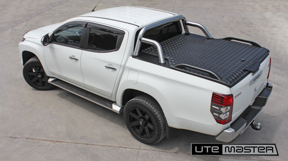 Mitsubishi Triton Load Lid to suit Sports Bar Powder Coated Oasis Black Cast Aluminium Side Rails Secure Lockable Load Lid Utemaster