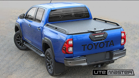 Toyota Hilux 2021 T Custom Load Lid Ute Blue Oasis Black Side Rails Utemaster Load Lid