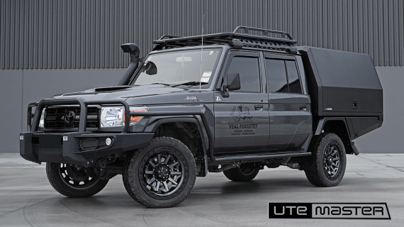 Grey Toyota Land Cruiser Service Body Utemaster TrailCore Body Tough 4x4 Tradie Fitout