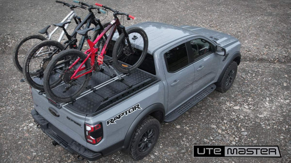 Next Gen Ford Ranger Raptor Grey Ute Hard Lid Utemaster Load Lid Bike Rack Carrier 200kg Rating v2 1