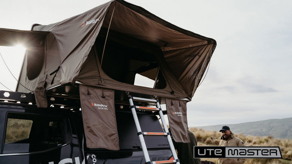 Roof Top Tent Mounted to Utemaster Centurion Canopy Nissan Navara 4x4 Overlanding Bushbuck