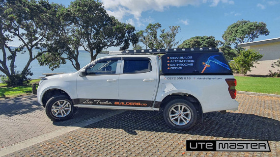 Utemaster Centurion Canopy Builders Tradie Ute Isuzu Dmax 2021 Signwriting white black