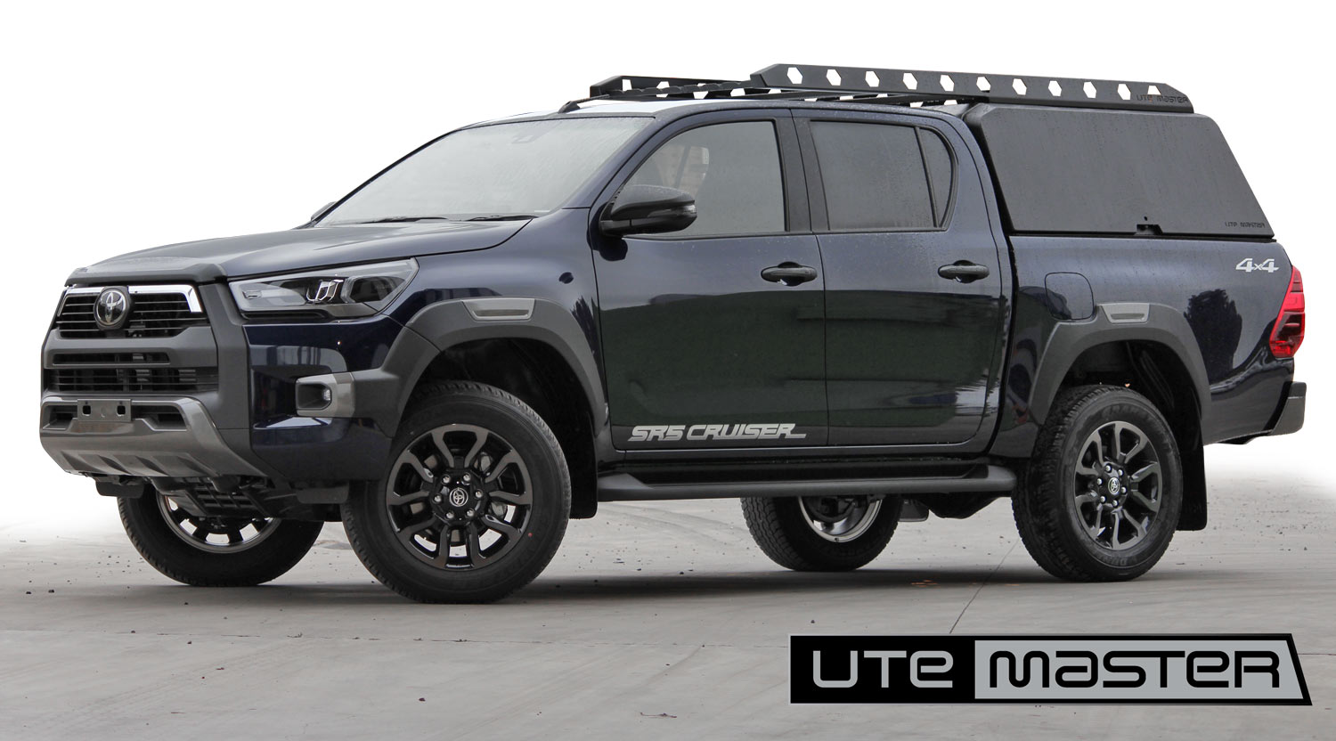 Utemaster Centurion Ute Canopy to suit 2021 Toyota Hilux SR5 Cruiser Blue Black Front