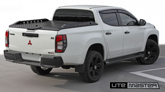 Utemaster Load Lid to suit Mitsubishi Triton Black Standard Hard Lid with Destroyer side rails v2