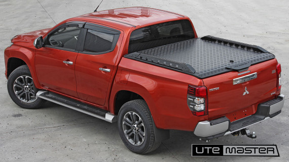 Utemaster Load Lid to suit Mitsubishi Triton Black Standard Hard Lid with Destroyer side rails orange