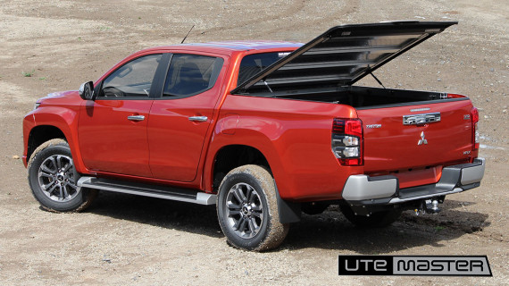 Utemaster Load Lid to suit Mitsubishi Triton Black Standard Hard Lid with Standard side rails orange