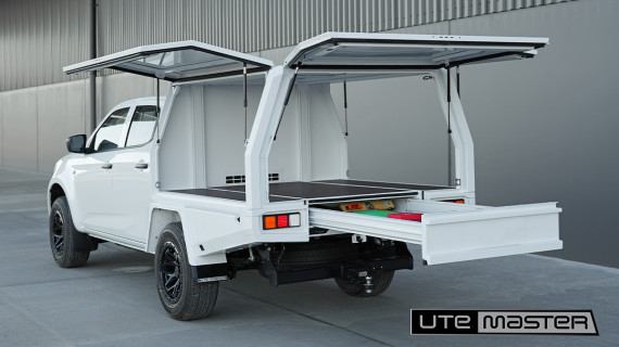 Utemaster TrailCore Service Body to suit 2024 Isuzu D Max White Tradie Box