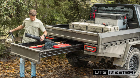 Utemaster TrailCore Tray Camping Under Body Drawer Ute Storage Drawers Adventure Gear