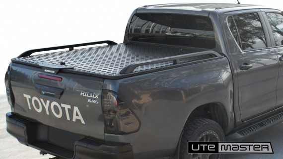 Utemaster Cast Aluminium Side Rail Black Smooth to suit Toyota Hilux