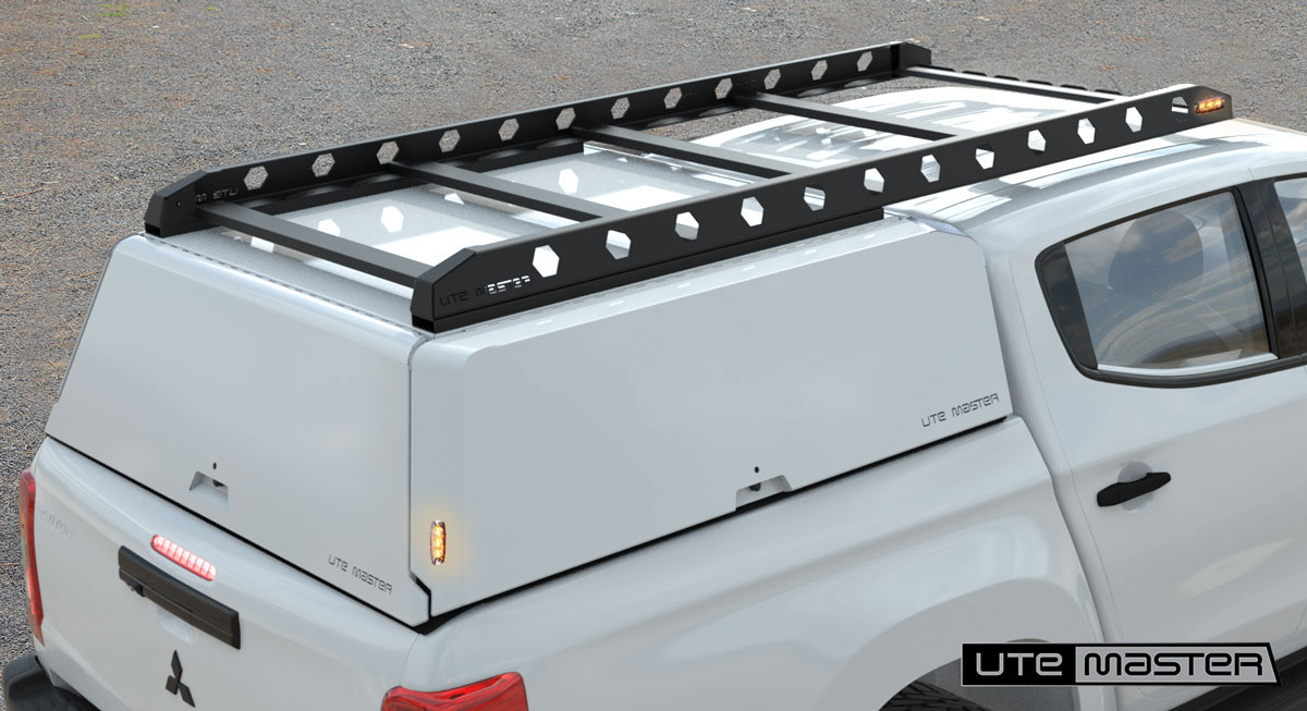 Mitsubishi Triton Aluminium Ute Canopy for commercial fleets Lighting White Roof Tray Cantilever v2