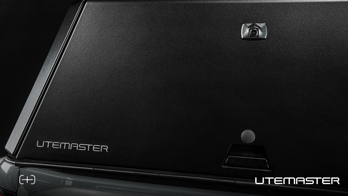 Rear View Camera mounted at the top of a Utemaster Centurion Canopy rear door